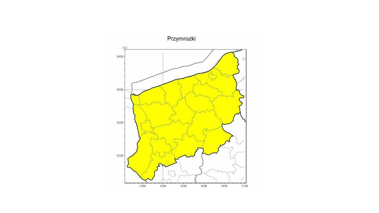 OSTRZEŻENIE METEOROLOGICZNE 08.04.2025 R.- 09.04.2025 R. MOŻLIWE PRZYMROZKI