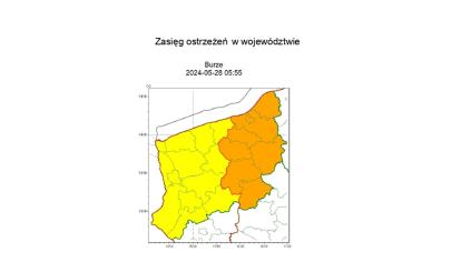 OSTRZEŻENIE METEOROLOGICZNE 28.05.2024- 29.05.2024 R.