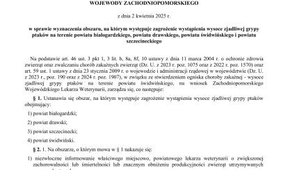 ROZPORZĄDZENIE NR 8/2025 WOJEWODY ZACHODNIOPOMORSKIEGO Z DNIA 2 KWIETNIA 2025